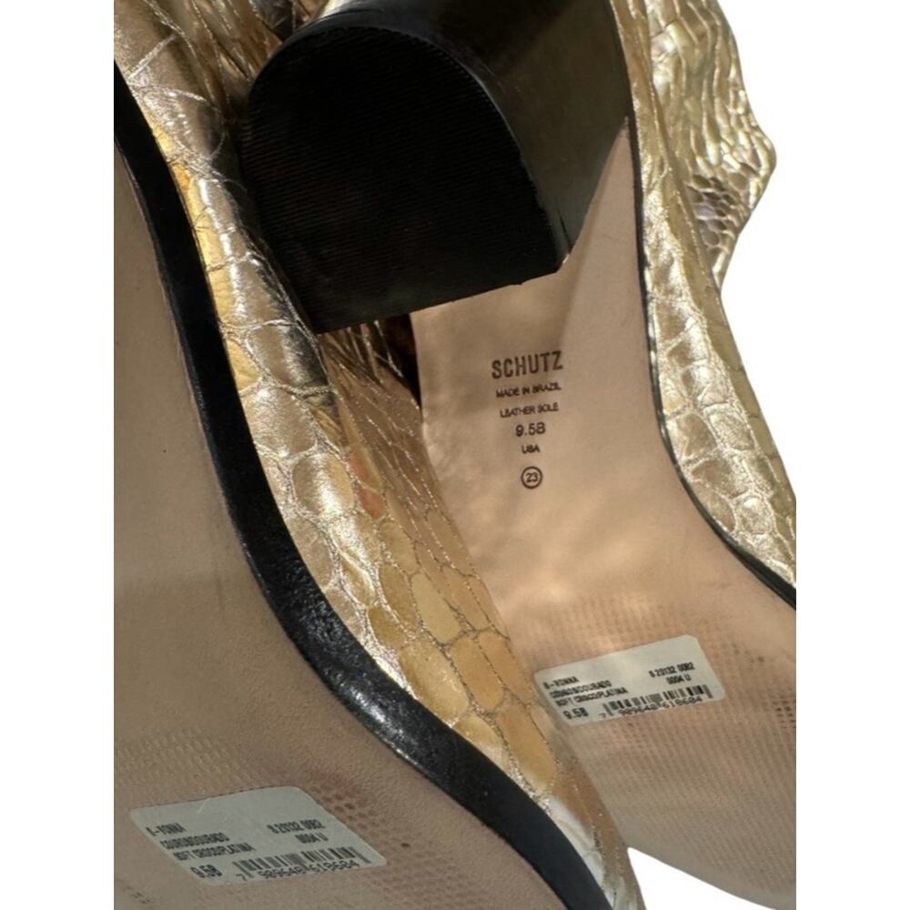 SCHUTZ Vonna Croc Embossed Leather Booties Size 9.5 - Picture 6 of 7